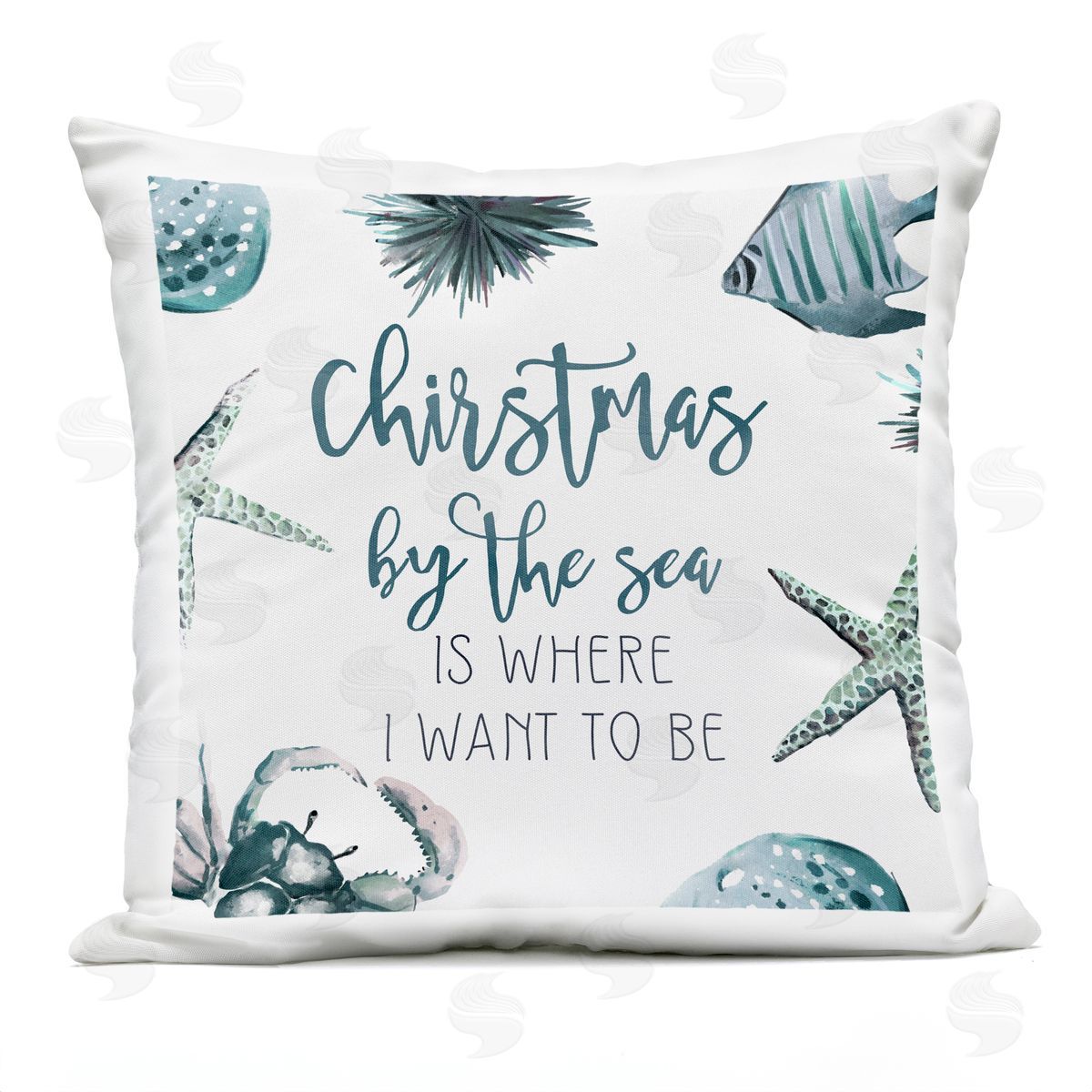 Christmas By The Sea Fun Beach Outdoor Printed Pillow, Home Decor by Ziwei Li