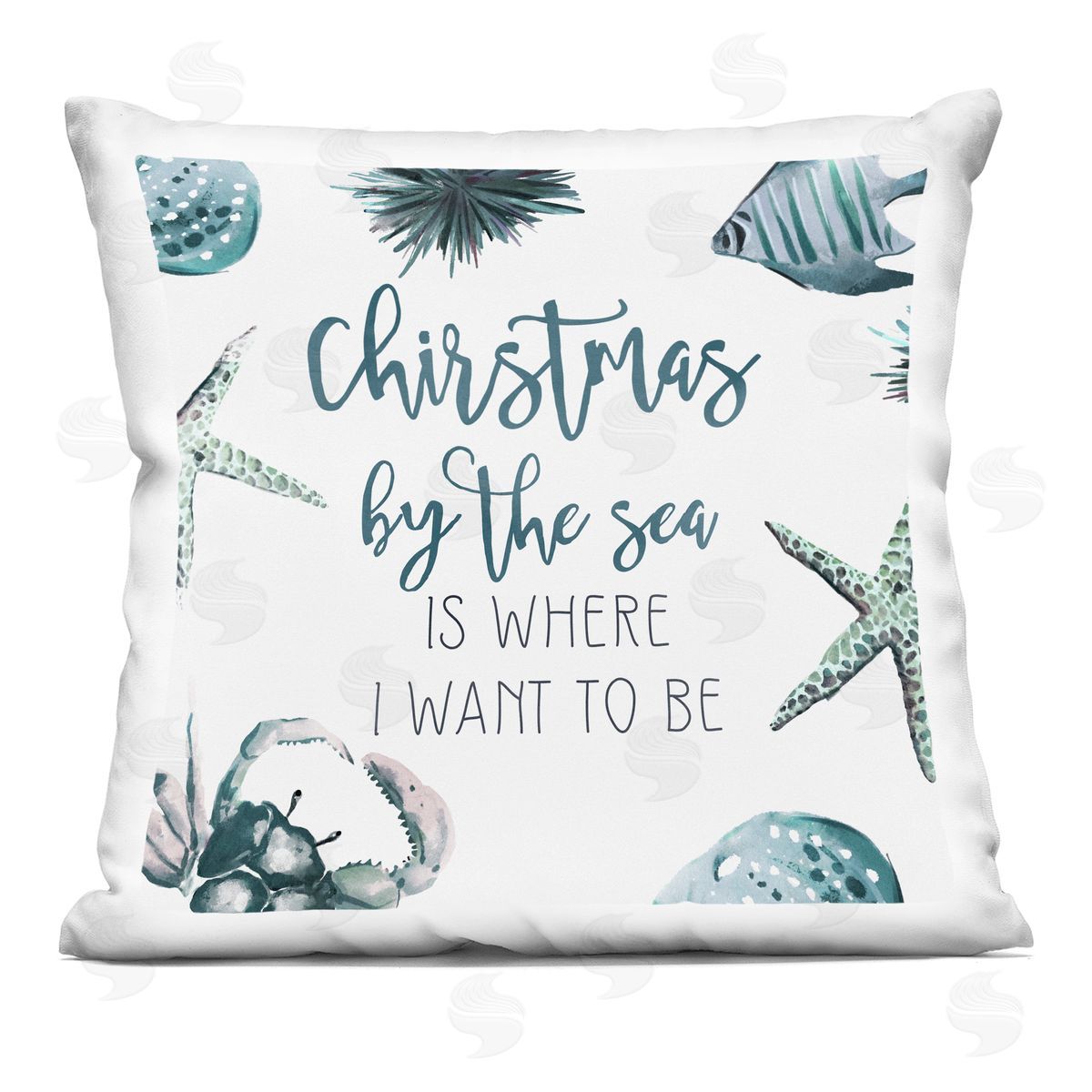 Christmas By The Sea Fun Beach Decorative Printed Pillow, Home Decor by Ziwei Li
