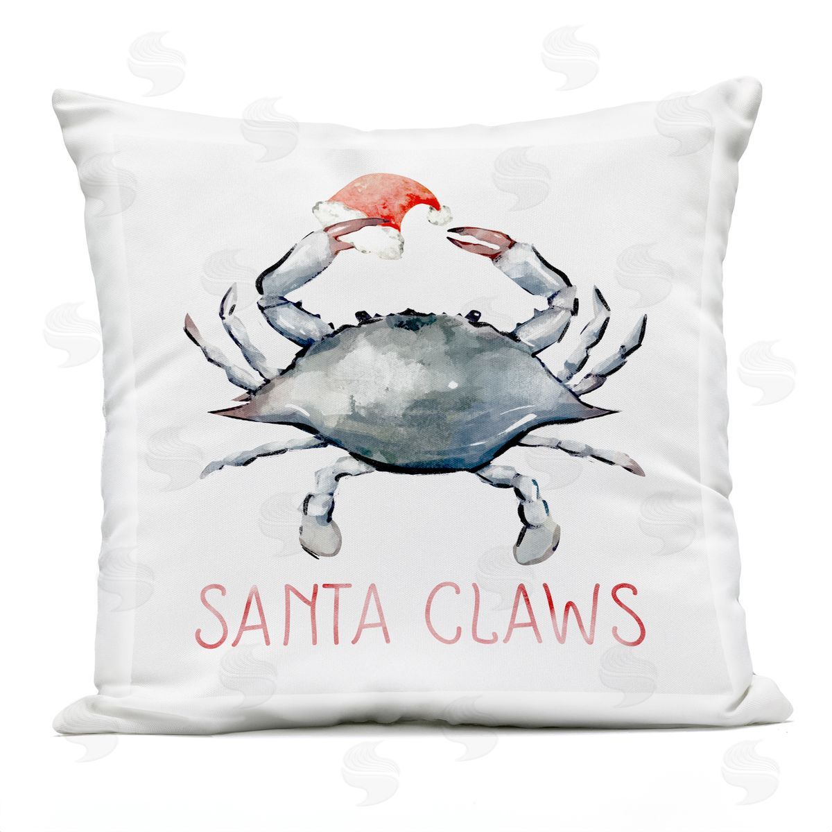 Santa Claws Christmas Crab Outdoor Printed Pillow, Home Decor by Ziwei Li