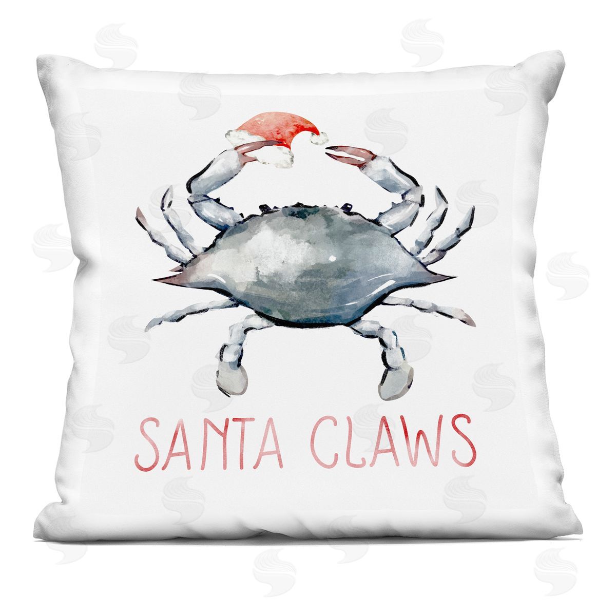 Santa Claws Christmas Crab Decorative Printed Pillow, Home Decor by Ziwei Li
