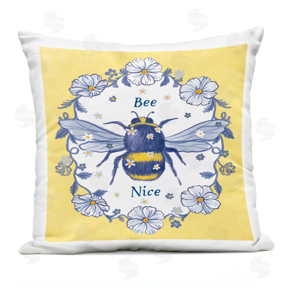 Bee Nice Yellow Vintage Floral Outdoor Printed Pillow, Home Decor by Be Ni La