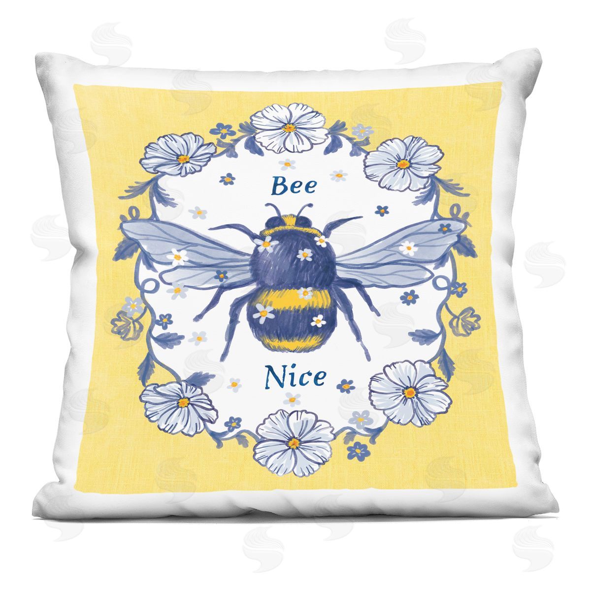 Bee Nice Yellow Vintage Floral Decorative Printed Pillow, Home Decor by Be Ni La
