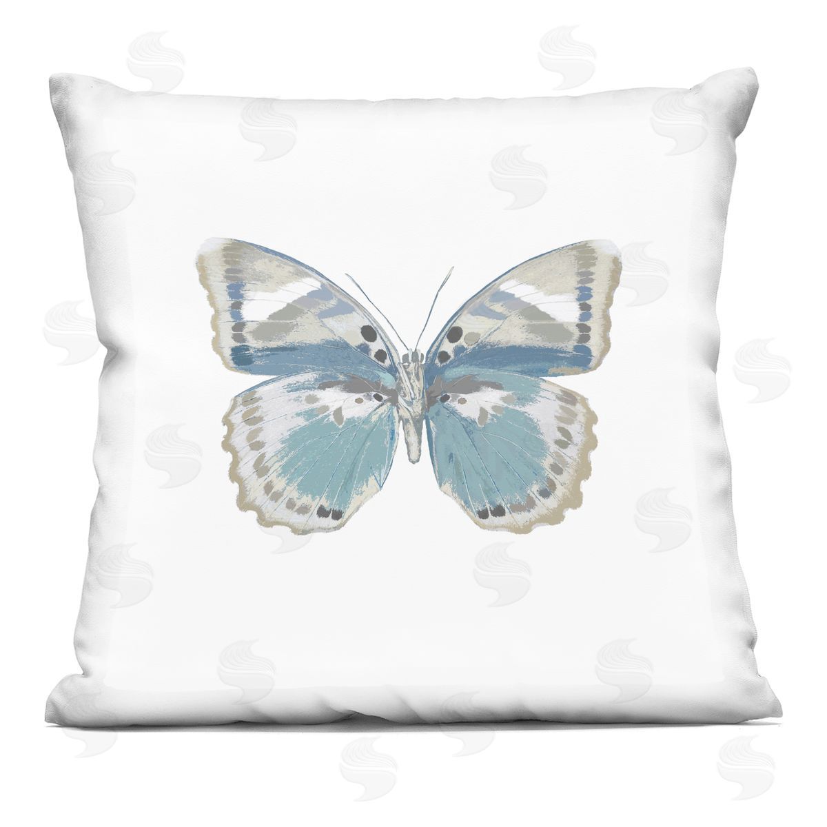 Muted Blue Butterfly Casual Decorative Printed Pillow, Home Decor by Julia Bosco
