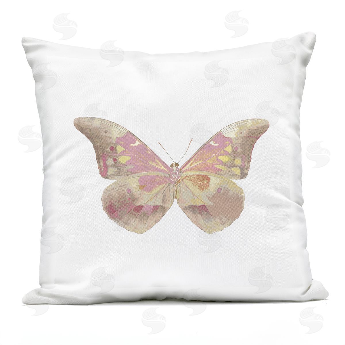 Glam Pastel Pink Butterfly Outdoor Printed Pillow, Home Decor by Julia Bosco