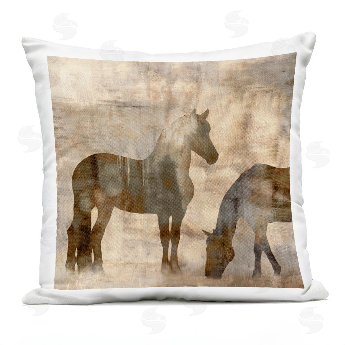 Rustic Stallions Country Horses Outdoor Printed Pillow, Home Decor by Jason Mann