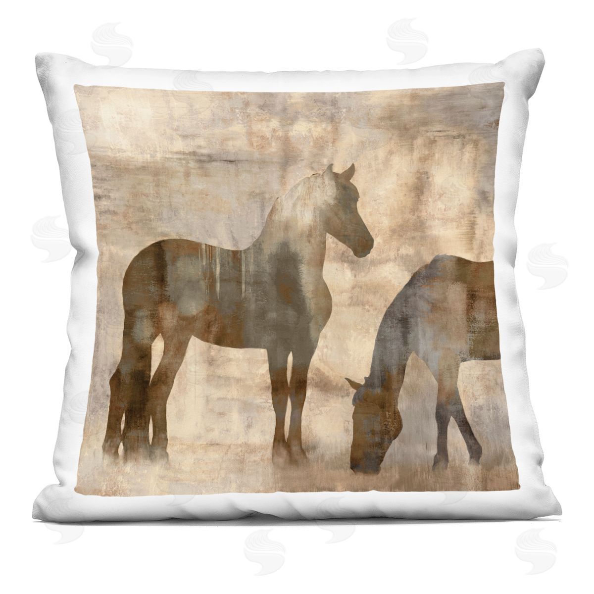 Rustic Stallions Country Horses Decorative Printed Pillow, Home Decor by Jason Mann