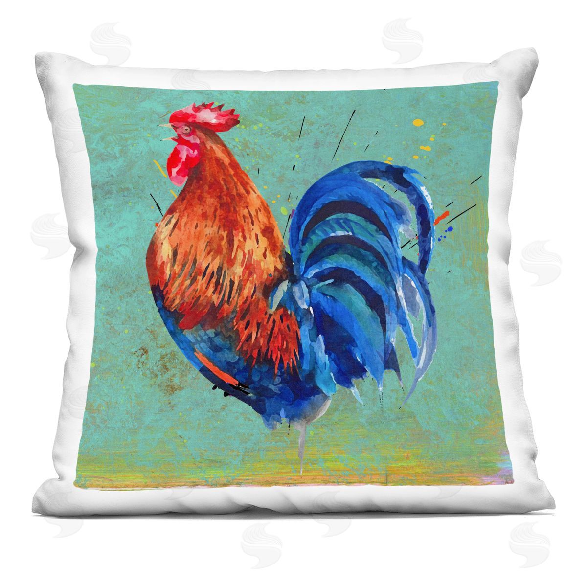 Contemporary Rooster Farm Animal Decorative Printed Pillow, Home Decor by Karen Smith