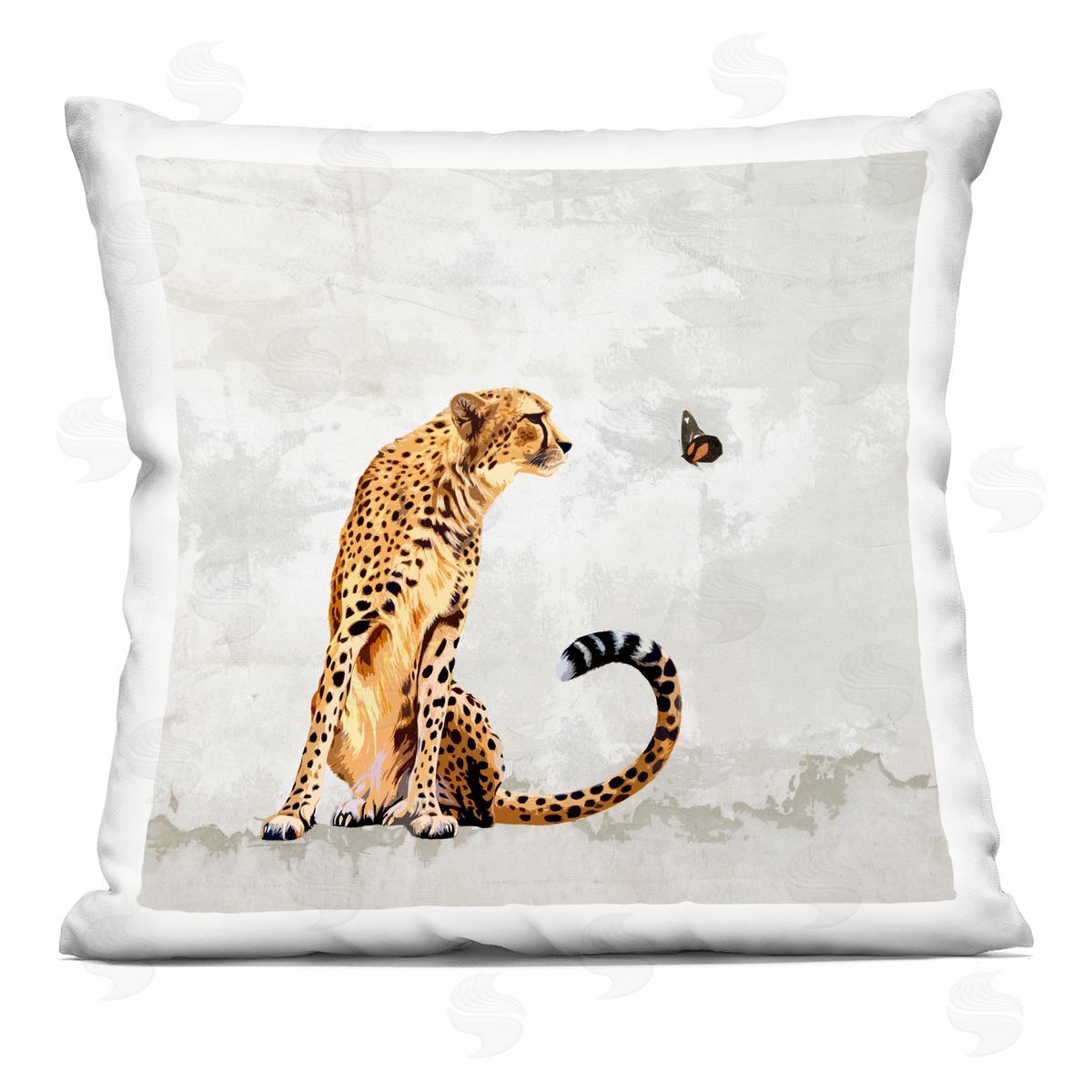 Wild Cheetah Butterfly Animals Decorative Printed Pillow, Home Decor by Karen Smith