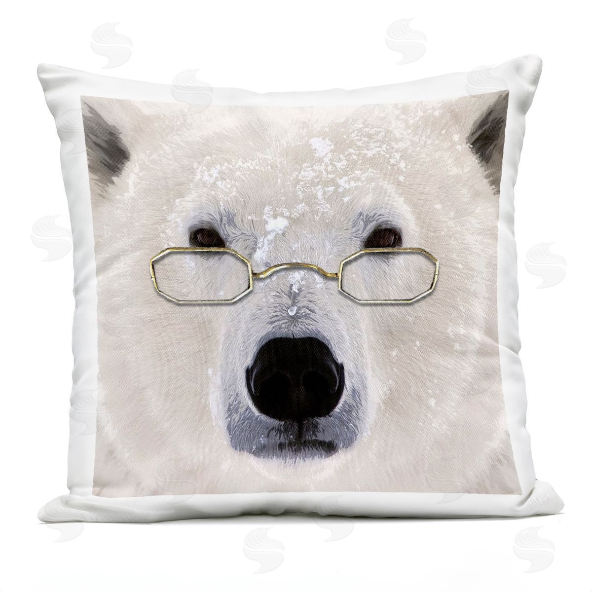 Snowy Polar Bear Glasses Face Outdoor Printed Pillow, Home Decor by Karen Smith