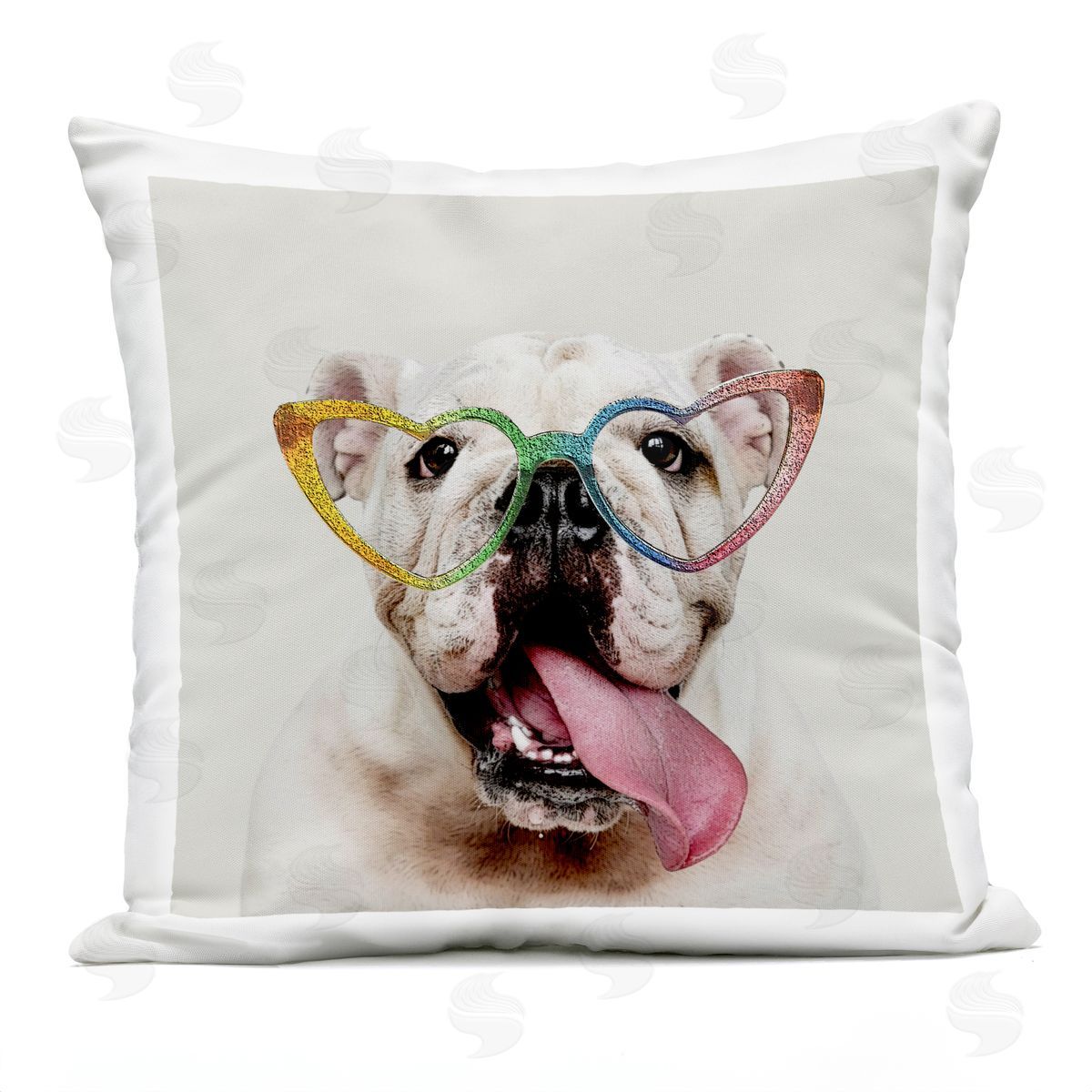 Rainbow Glasses Happy Dog Outdoor Printed Pillow, Home Decor by Karen Smith