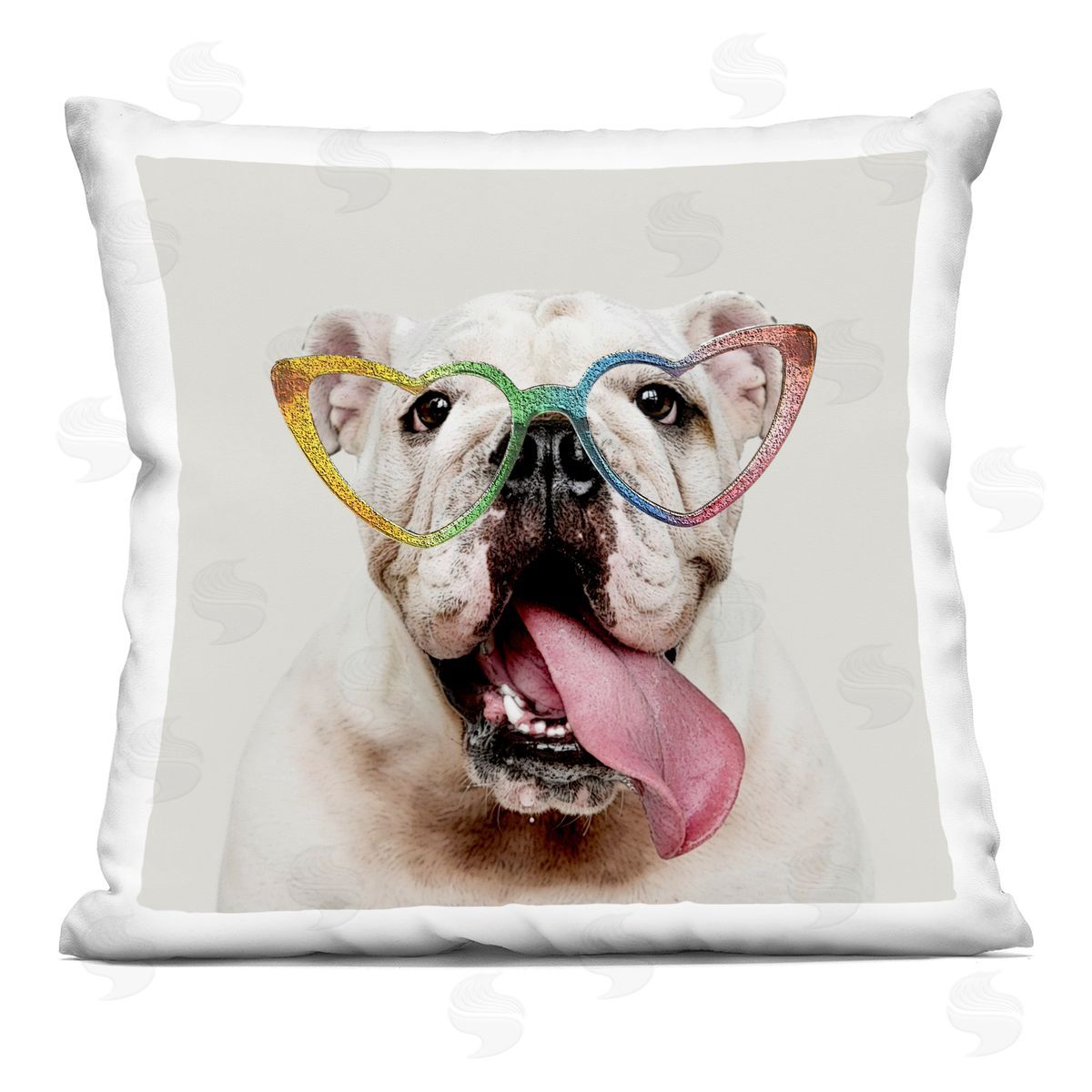 Rainbow Glasses Happy Dog Decorative Printed Pillow, Home Decor by Karen Smith