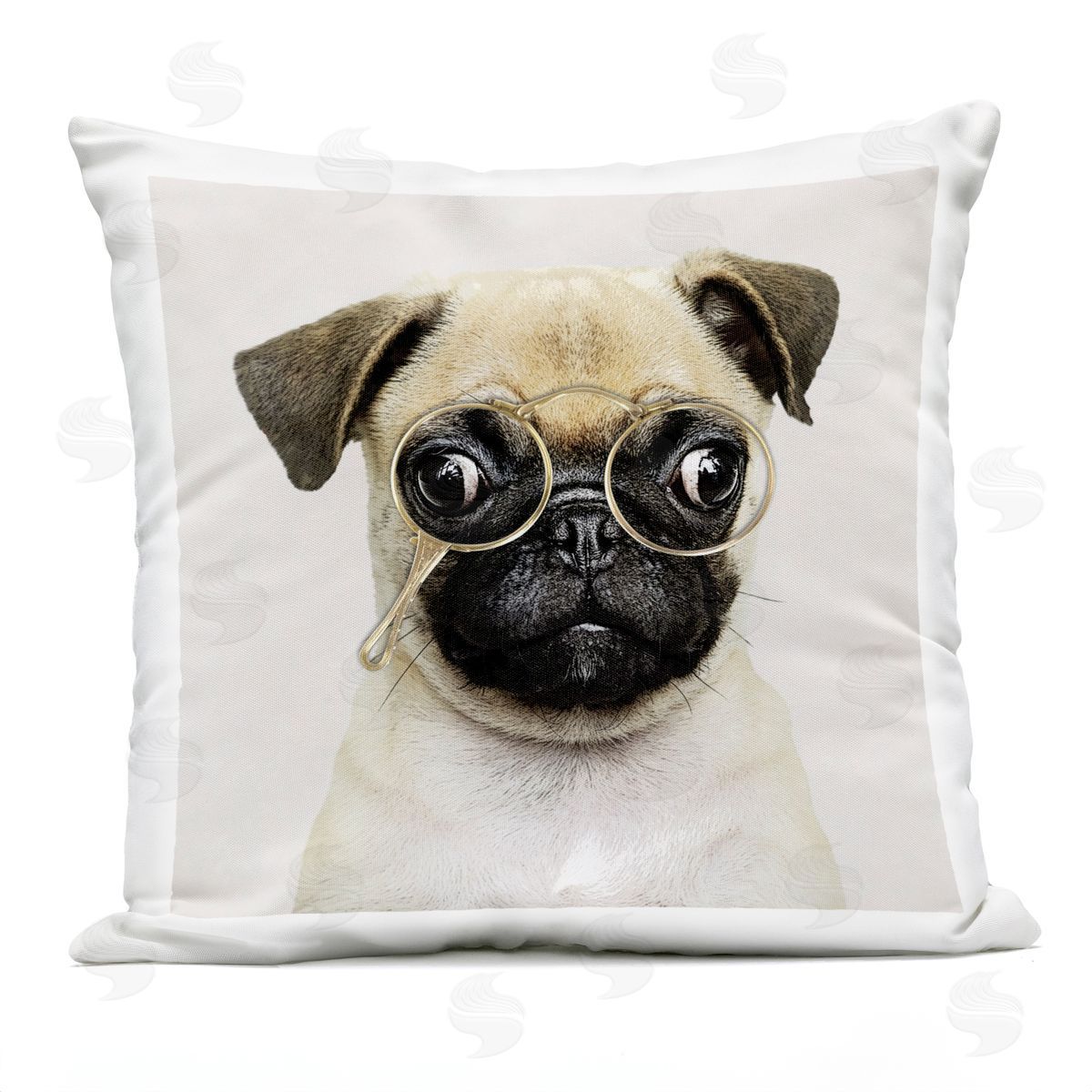 Funny Pug Glasses Dog Outdoor Printed Pillow, Home Decor by Karen Smith