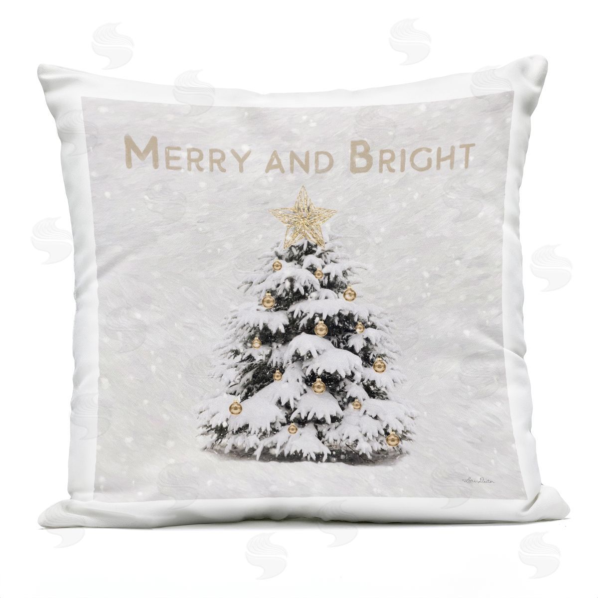 Merry And Bright Snowy Winter Outdoor Printed Pillow, Home Decor by Lori Deiter
