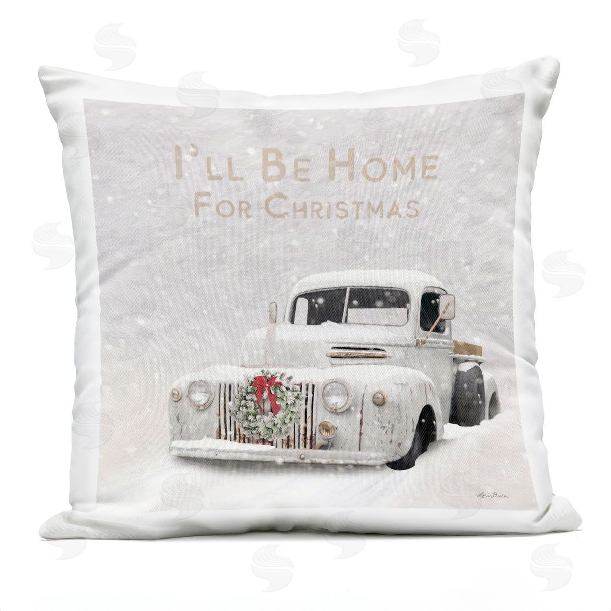 I'll Be Home For Christmas Scene Outdoor Printed Pillow, Home Decor by Lori Deiter