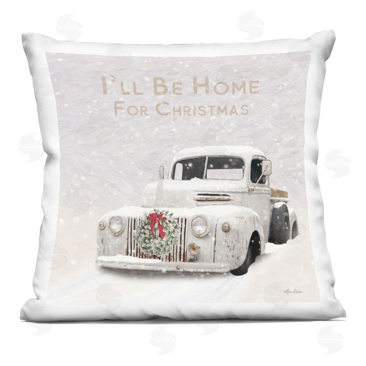 I'll Be Home For Christmas Scene Decorative Printed Pillow, Home Decor by Lori Deiter