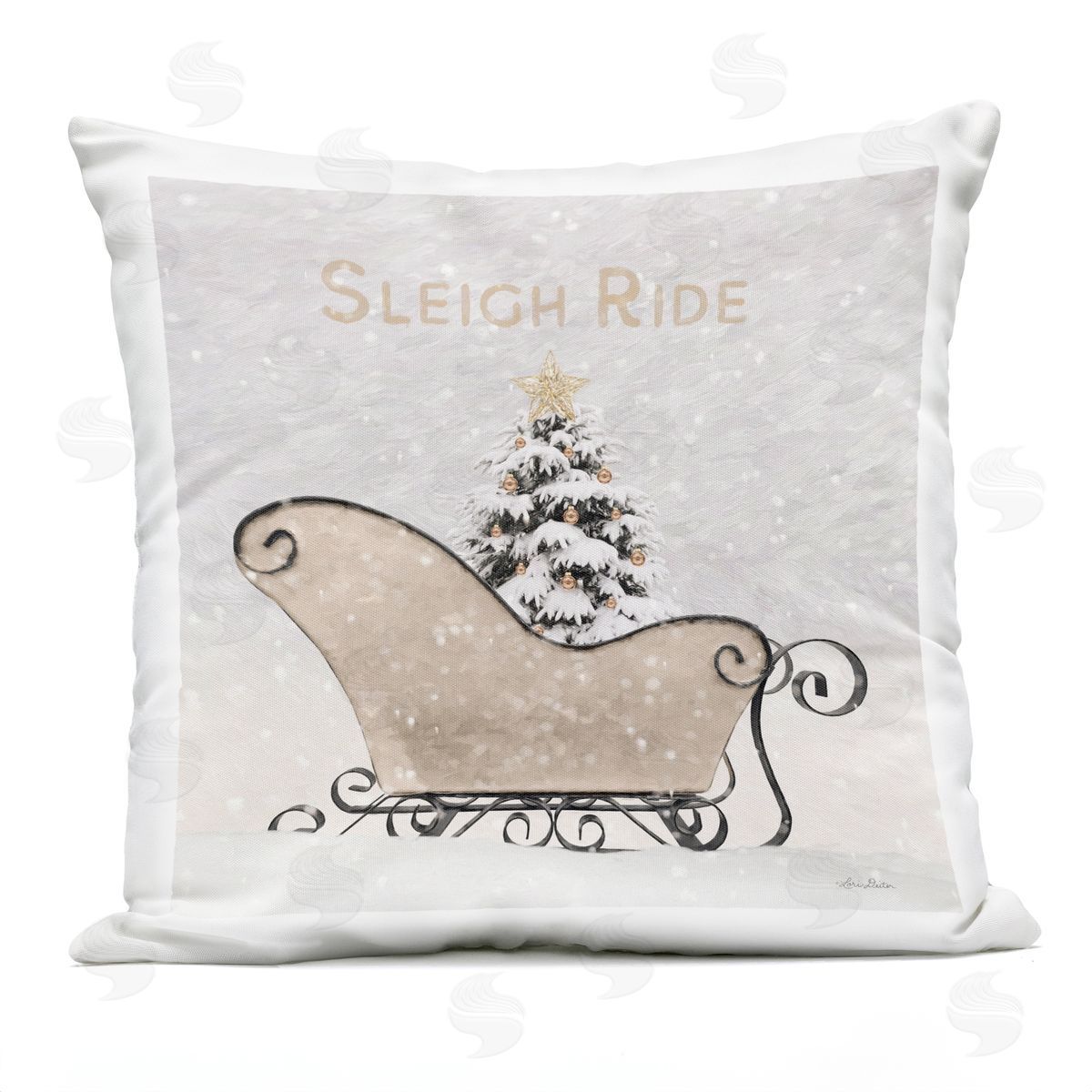 Sleigh Ride Christmas Winter Outdoor Printed Pillow, Home Decor by Lori Deiter