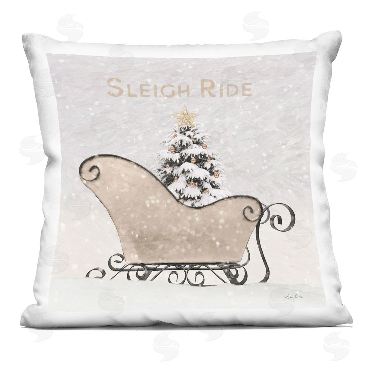 Sleigh Ride Christmas Winter Decorative Printed Pillow, Home Decor by Lori Deiter