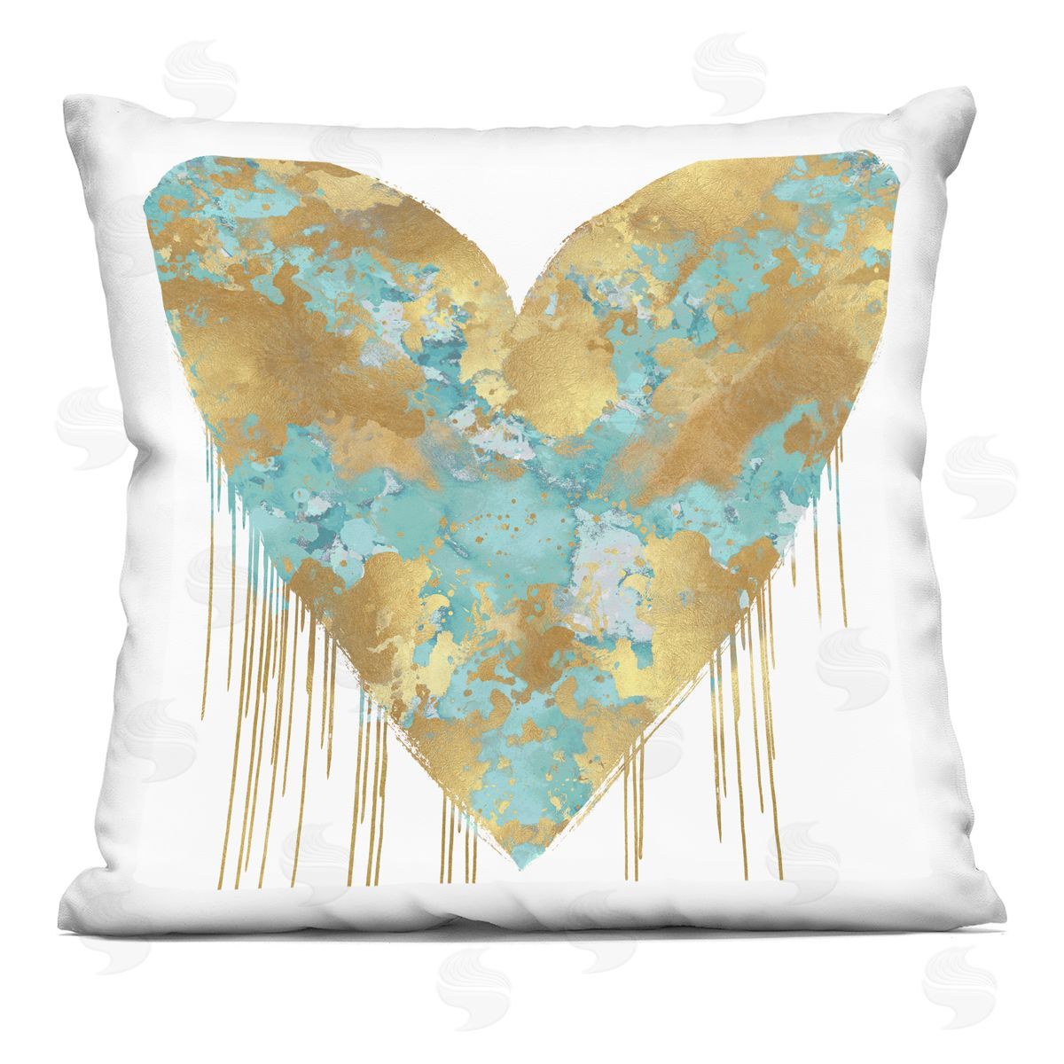 Glam Heart Blue Accent Decorative Printed Pillow, Home Decor by Lindsay Rodgers