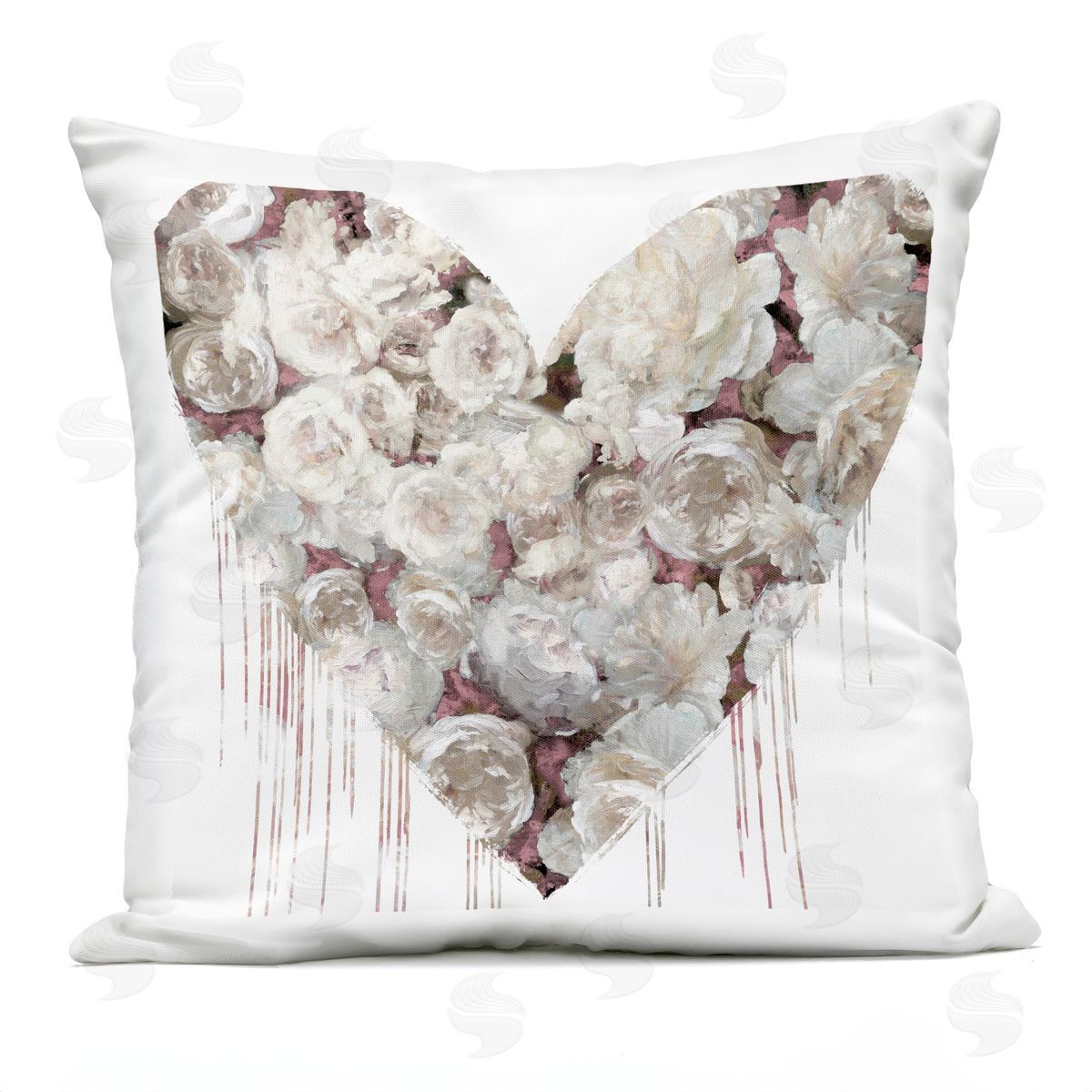 Traditional Rose Blossom Heart Shape Outdoor Printed Pillow, Home Decor by Lindsay Rodgers