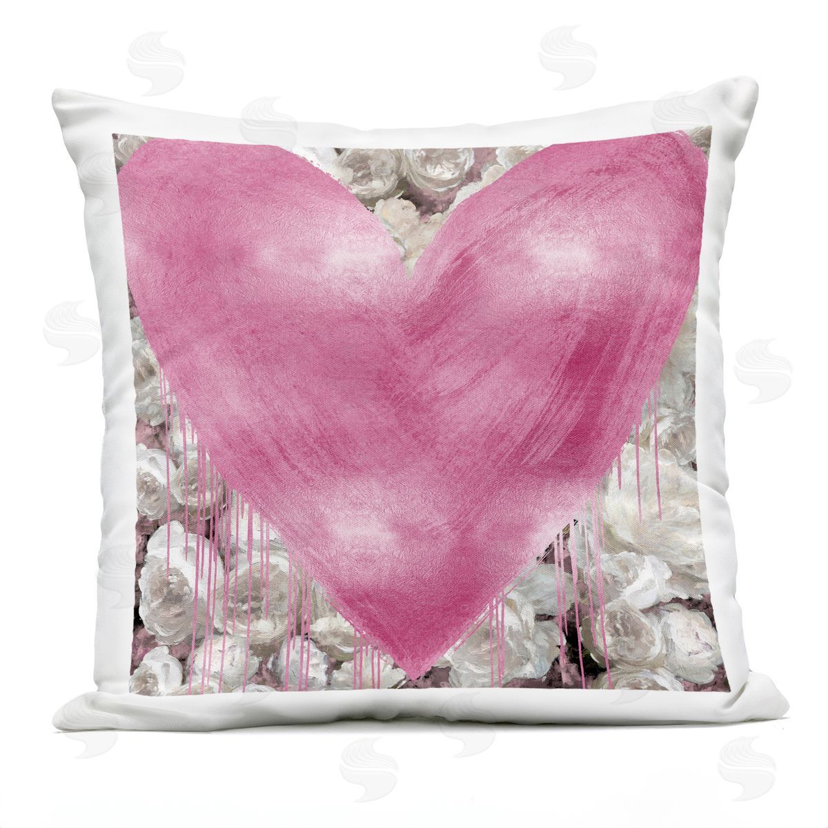 Pink Distressed Heart Roses Outdoor Printed Pillow, Home Decor by Lindsay Rodgers
