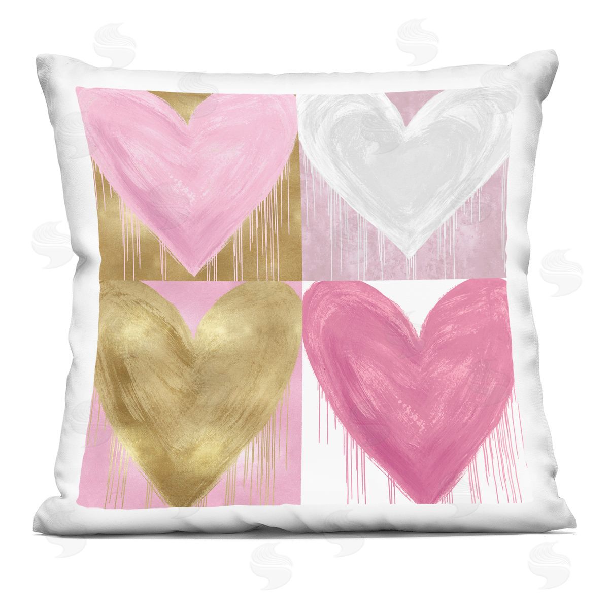 Modern Pop Style Glam Hearts Decorative Printed Pillow, Home Decor by Lindsay Rodgers