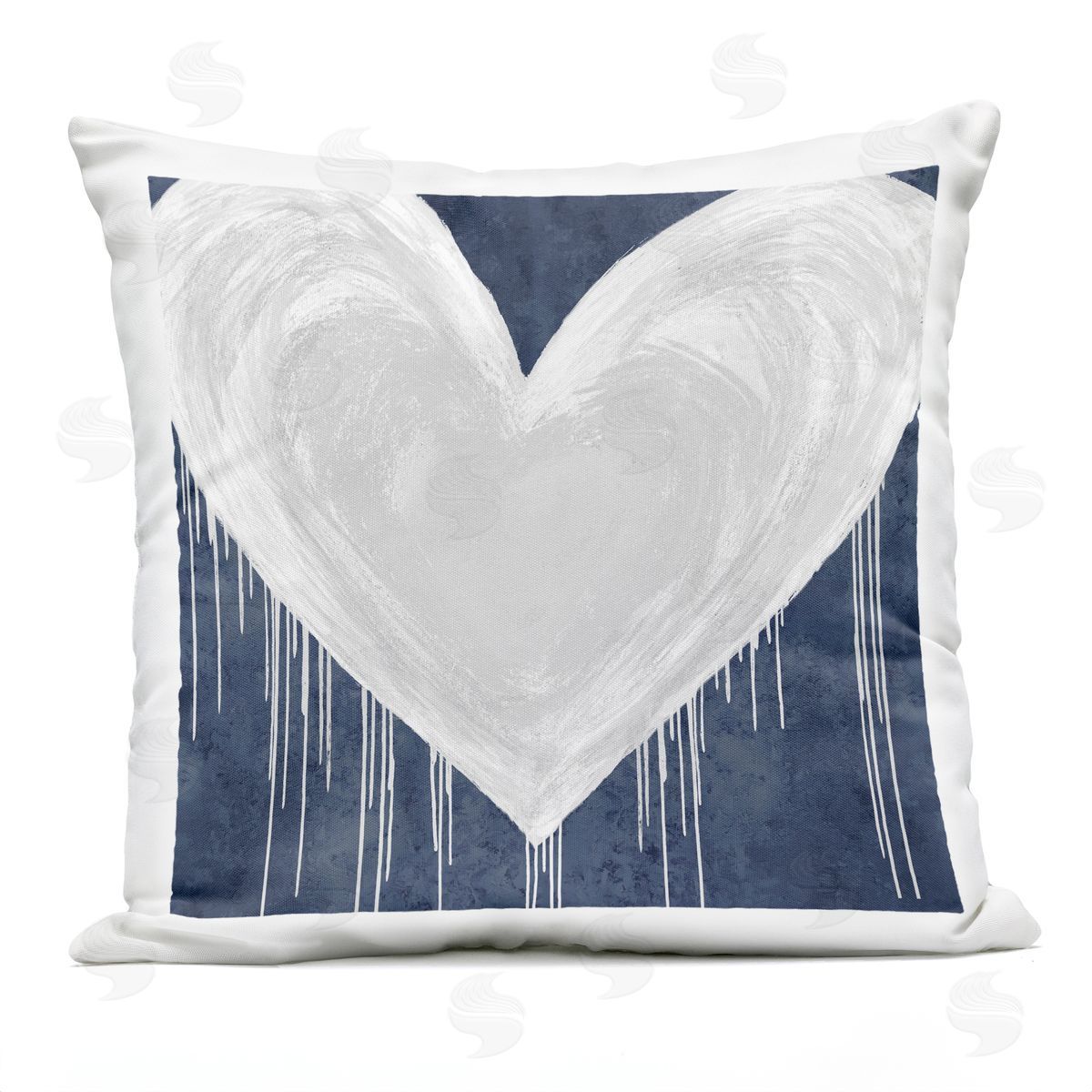 Navy & White Heart Shape Outdoor Printed Pillow, Home Decor by Lindsay Rodgers
