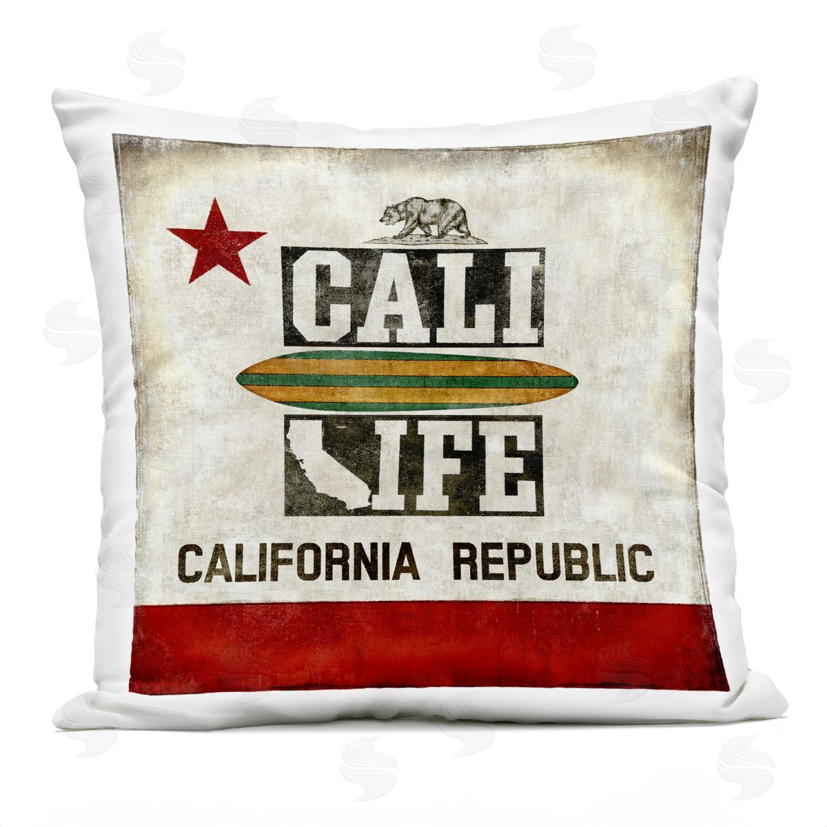 Cali Life California Vintage Outdoor Printed Pillow, Home Decor by Luke Wilson