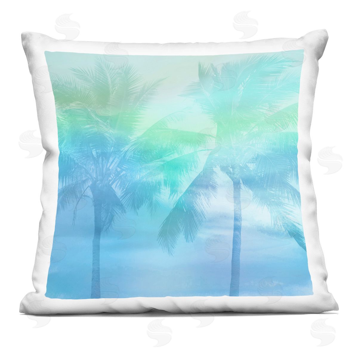 Summer Palm Tree Blue Sunlight Decorative Printed Pillow, Home Decor by Mia Jensen