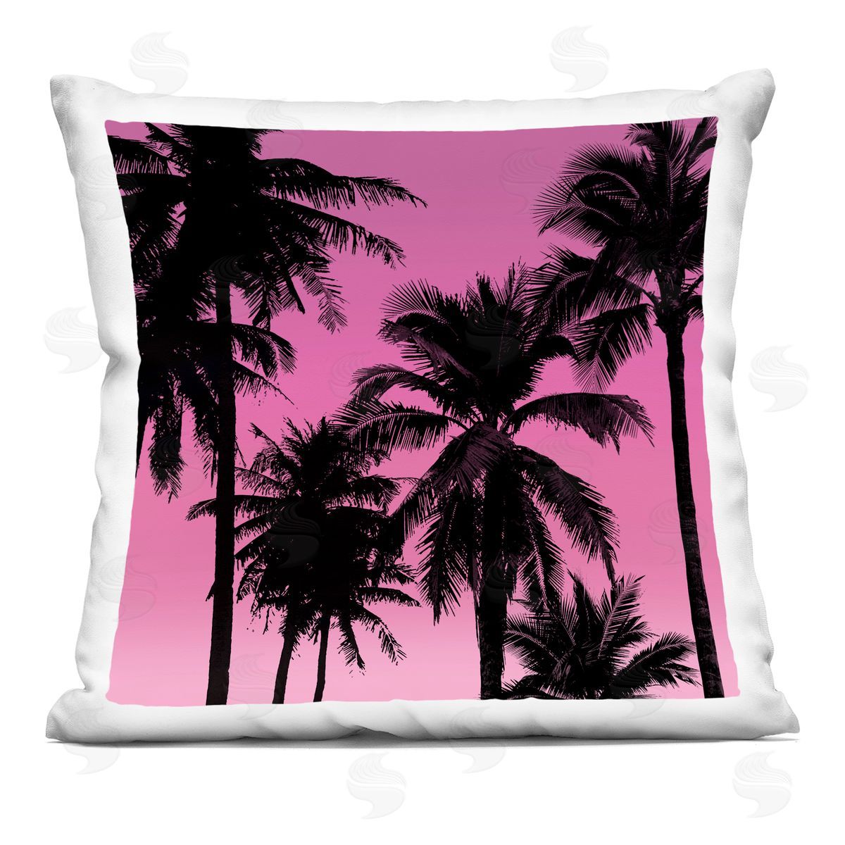 Pink Tropical Summer Silhouette Decorative Printed Pillow, Home Decor by Mia Jensen