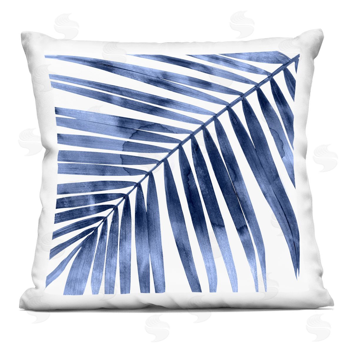 Blue Palm Leaf Tropical Decorative Printed Pillow, Home Decor by Melonie Miller