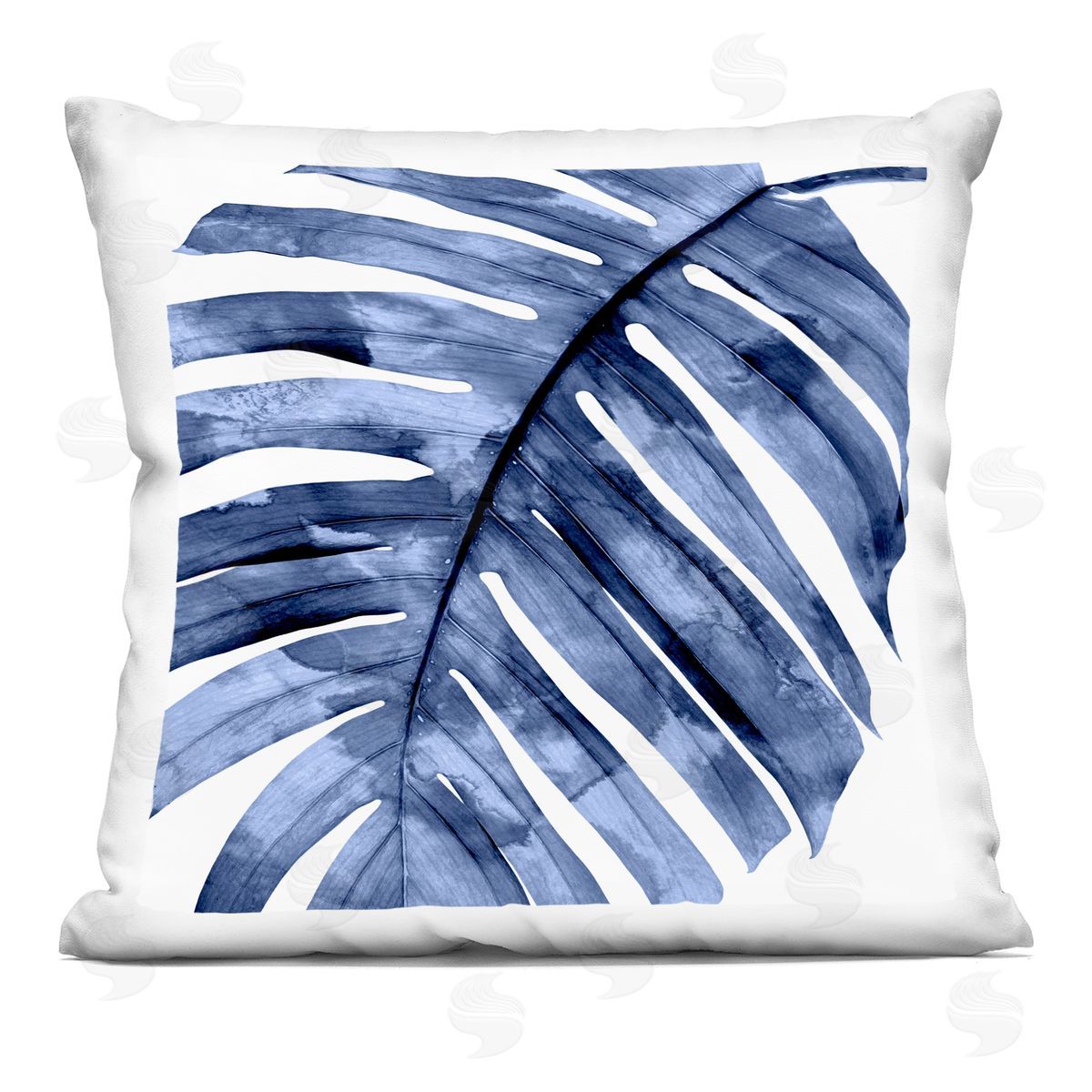 Blue Tropical Plant Leaf Decorative Printed Pillow, Home Decor by Melonie Miller