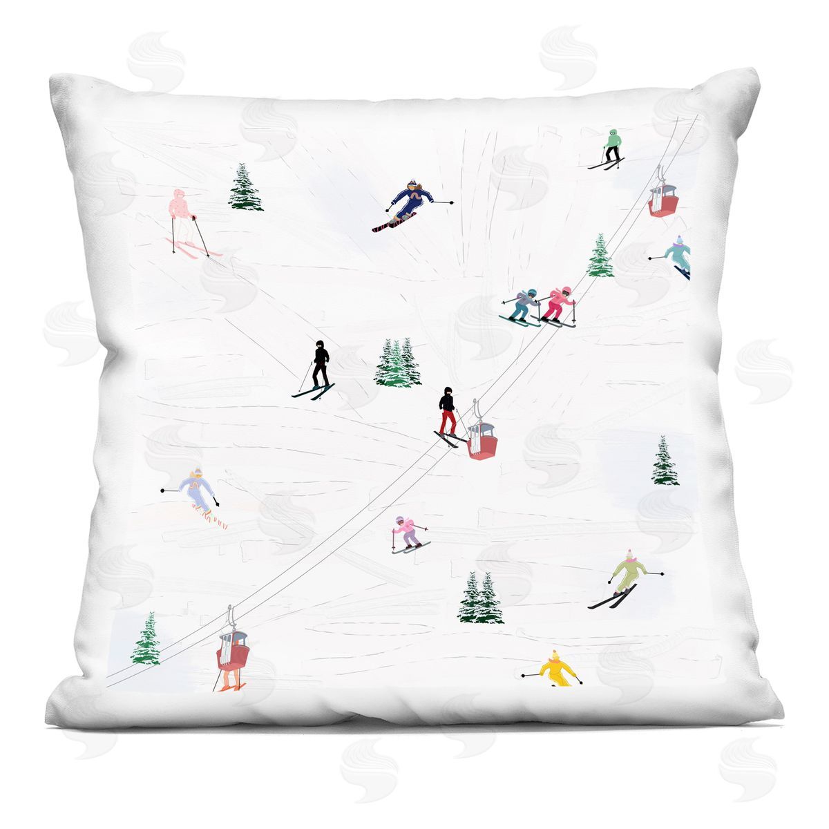 Snowy Winter Ski Slopes Decorative Printed Pillow, Home Decor by Ashley Singleton