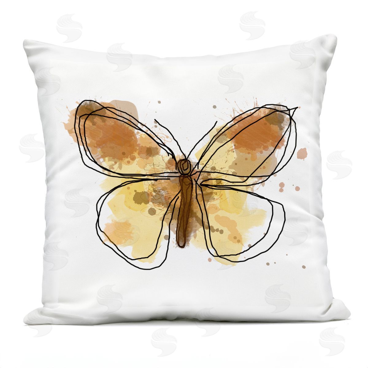 Modern Butterfly Doodle Lines Outdoor Printed Pillow, Home Decor by Irena Orlov
