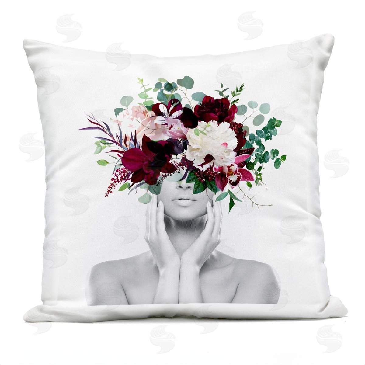 Modern Flower Arrangement Woman Outdoor Printed Pillow, Home Decor by Irena Orlov