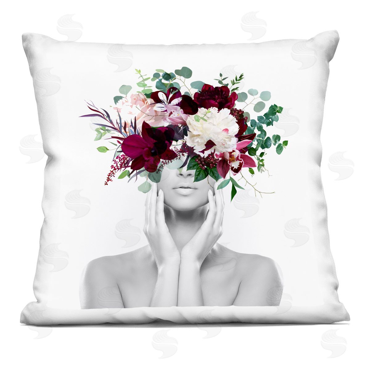 Modern Flower Arrangement Woman Decorative Printed Pillow, Home Decor by Irena Orlov