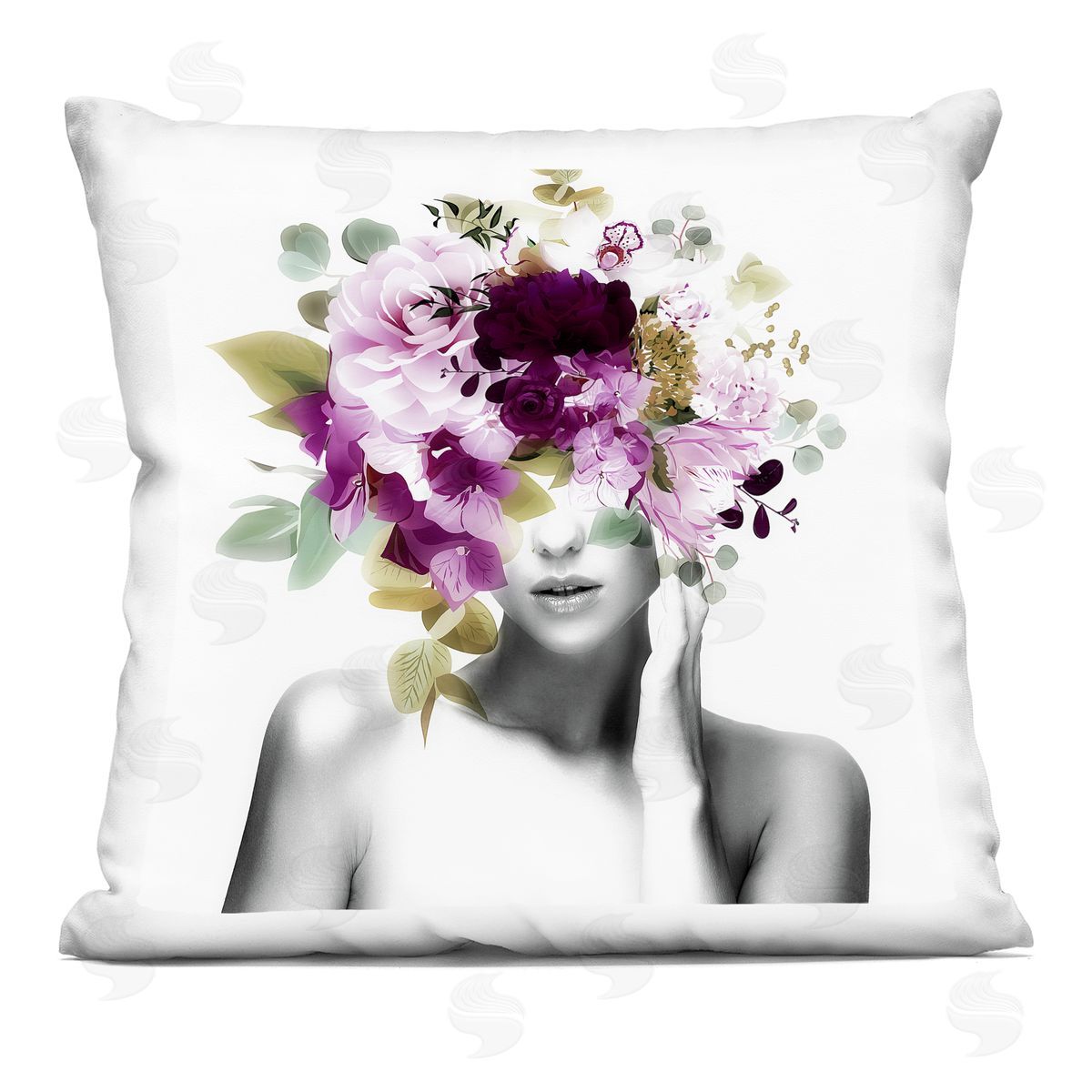 Blooming Purple Flowers Woman Decorative Printed Pillow, Home Decor by Irena Orlov