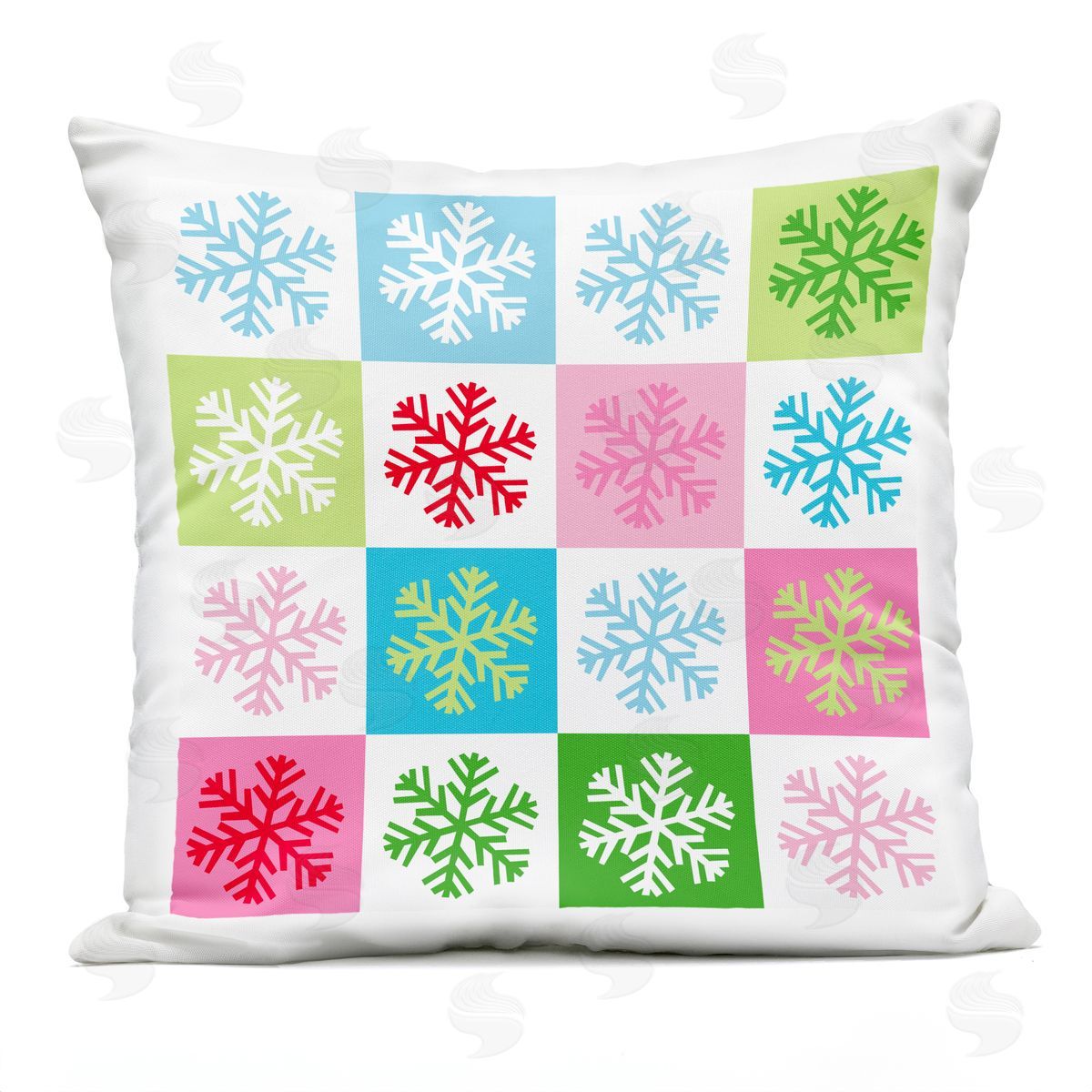 Fun Snowflake Pop Style Squares Outdoor Printed Pillow, Home Decor by Stupell Studio