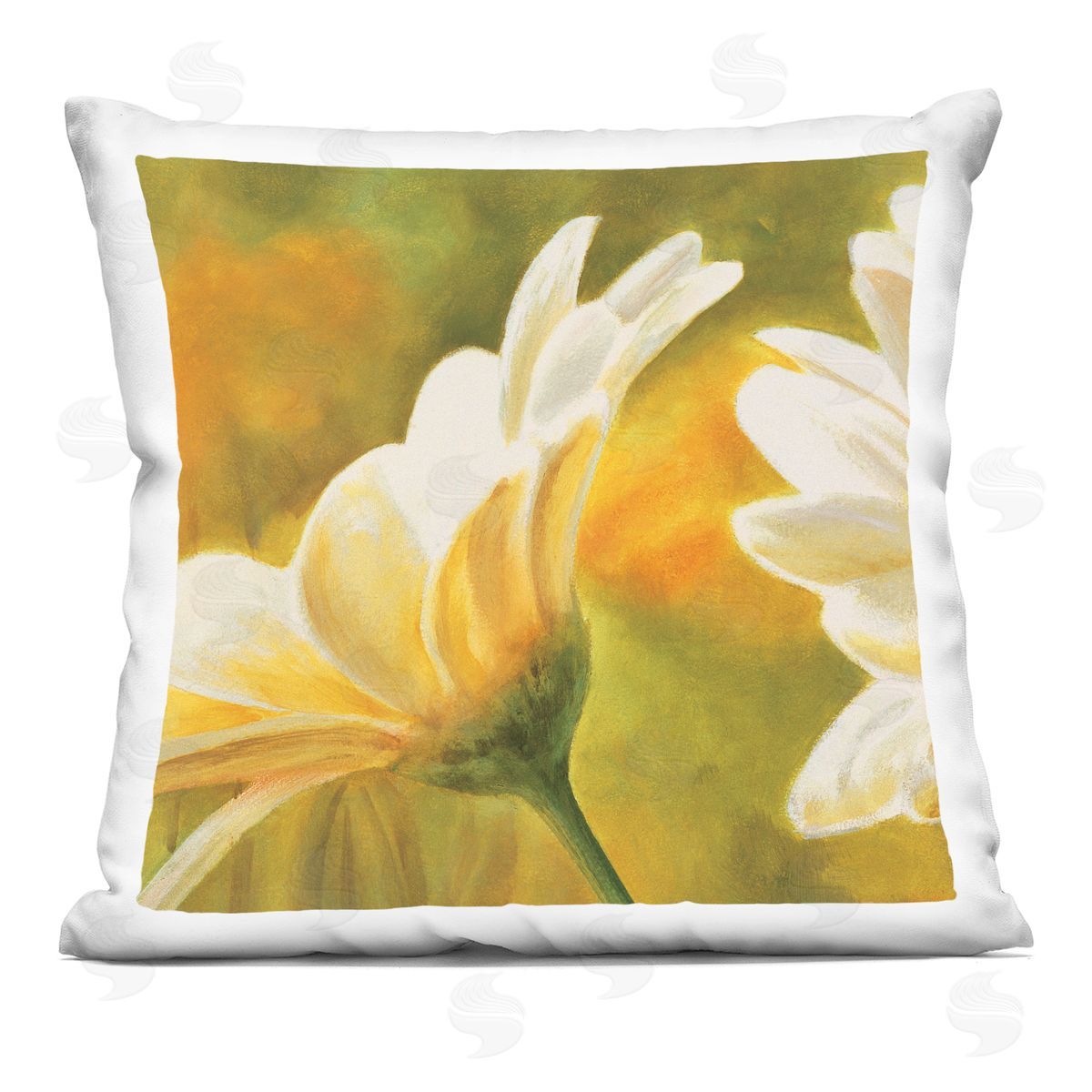 Blooming Daisies Nature Decorative Printed Pillow, Home Decor by Pierre Viollet