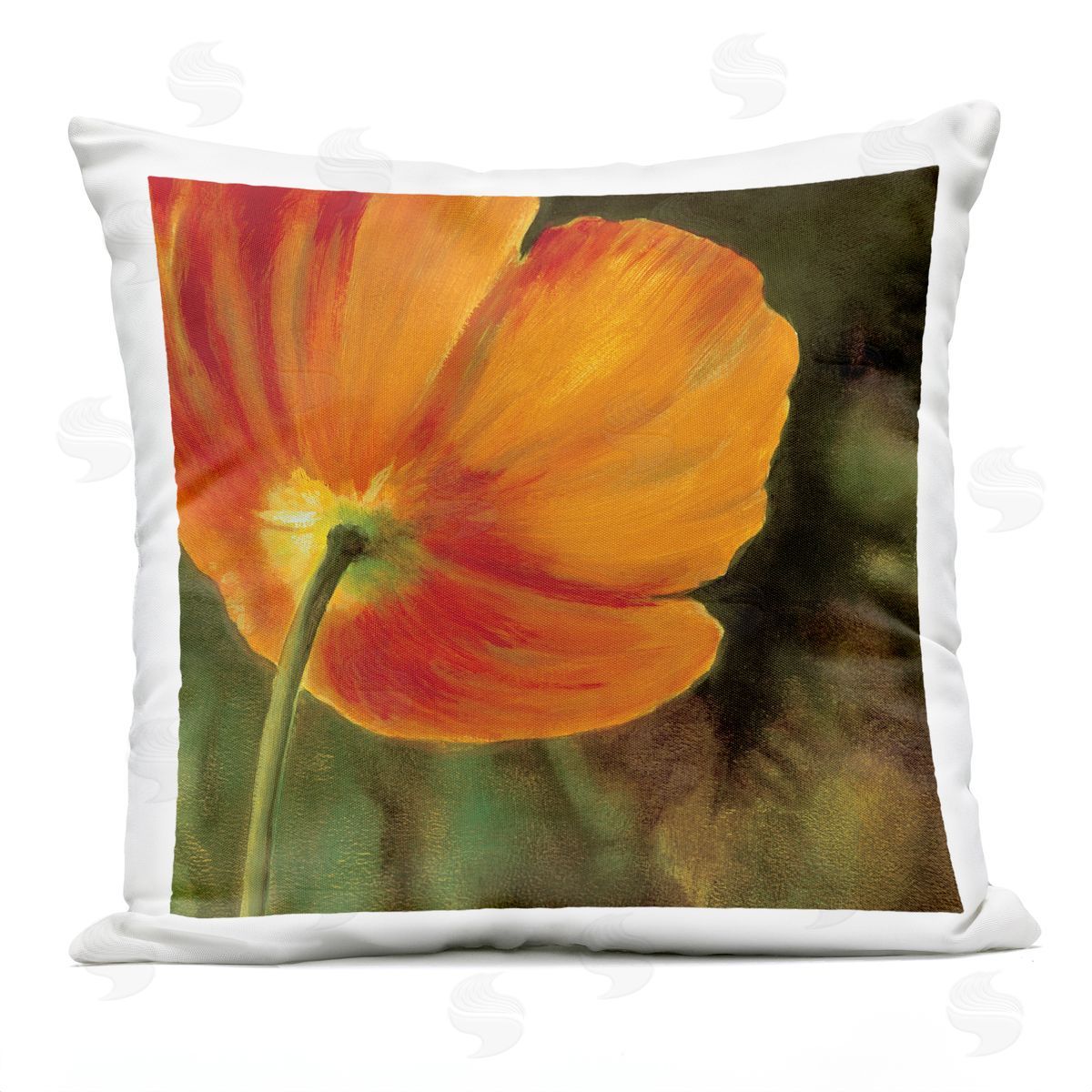 Orange Poppy Flower Nature Outdoor Printed Pillow, Home Decor by Pierre Viollet