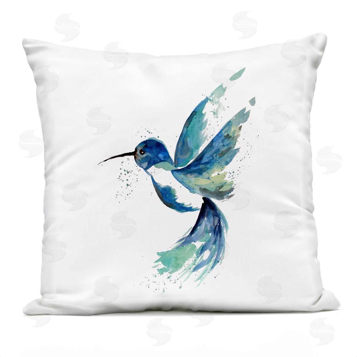 Modern Hummingbird Fluttering Outdoor Printed Pillow, Home Decor by Sebastian Grafmann