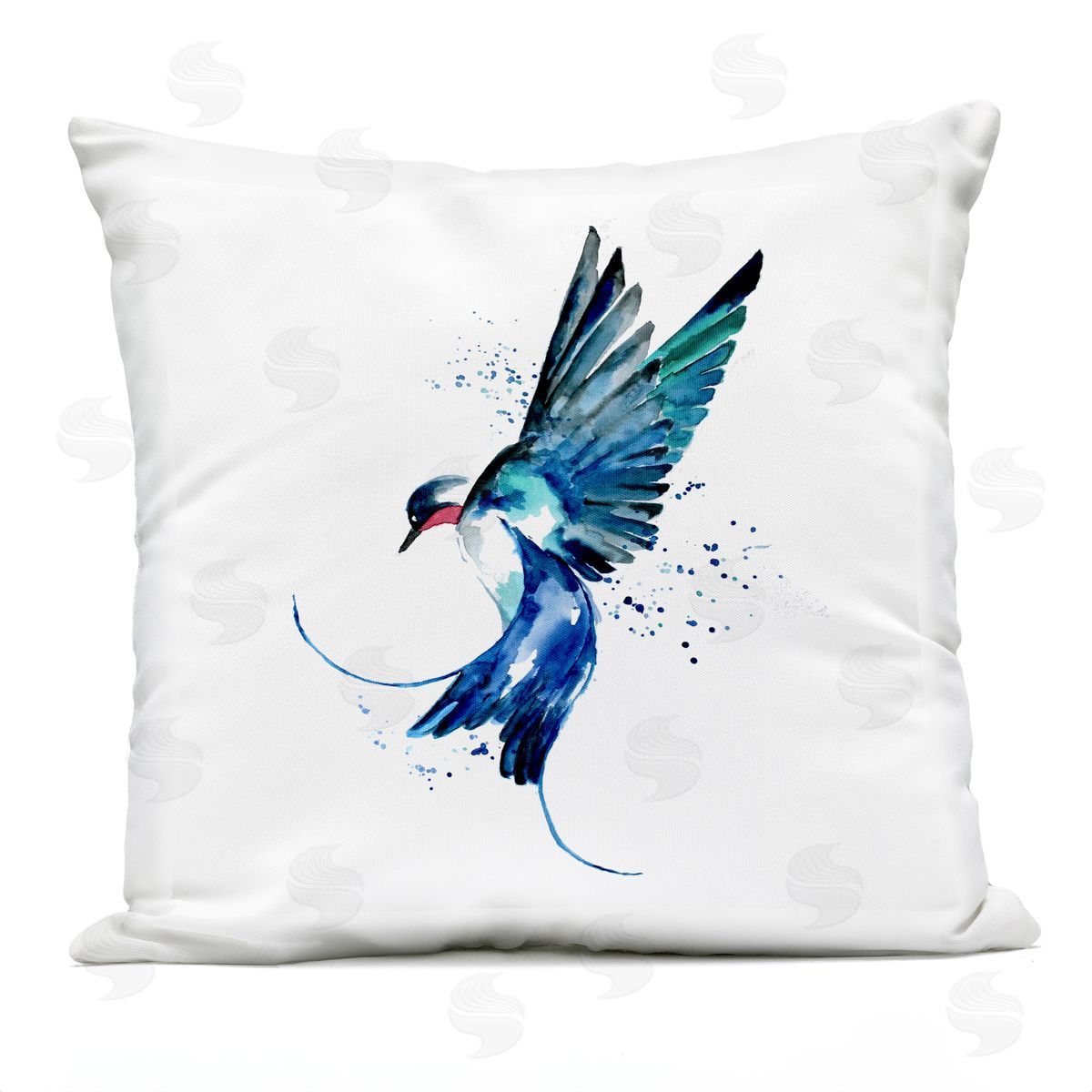Blue Flying Bird Nature Outdoor Printed Pillow, Home Decor by Sebastian Grafmann