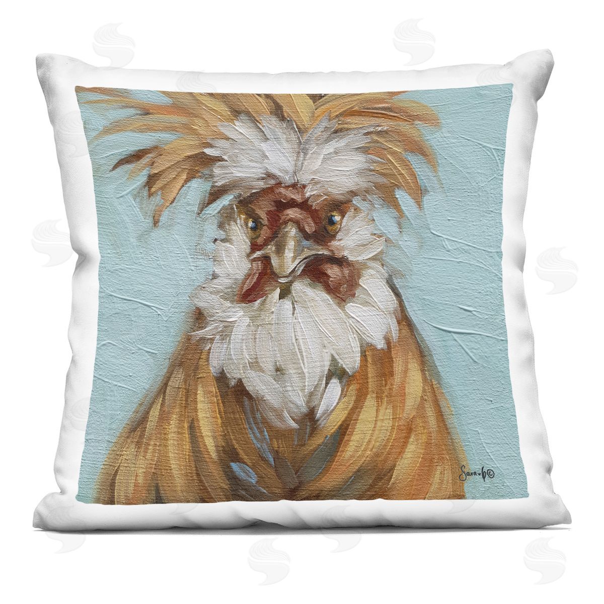 Country Chicken Blue Accent Decorative Printed Pillow, Home Decor by Sara G. Designs