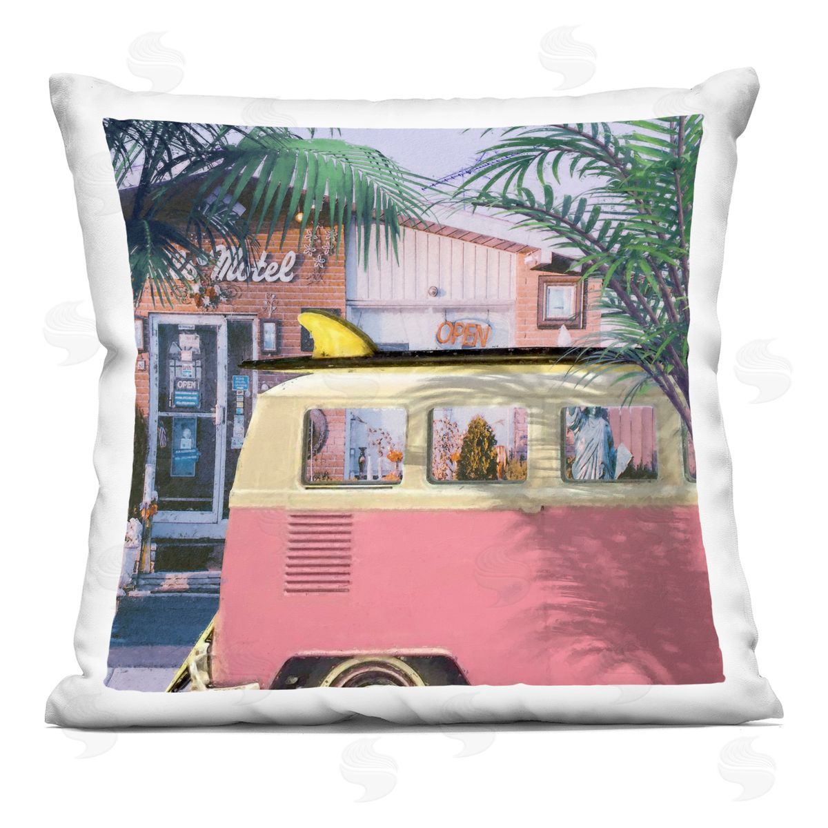 Retro Summer Vacation Van Decorative Printed Pillow, Home Decor by Steve Hunziker