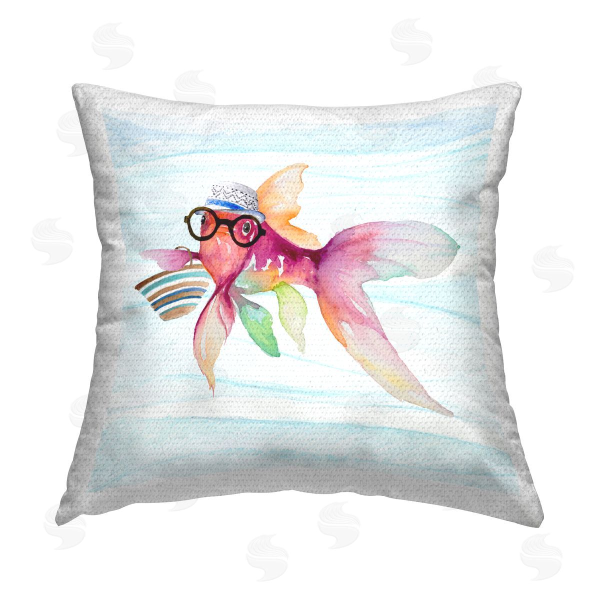 Pink Hipster Fish Underwater Outdoor Printed Pillow, Home Decor by Lanie Loreth