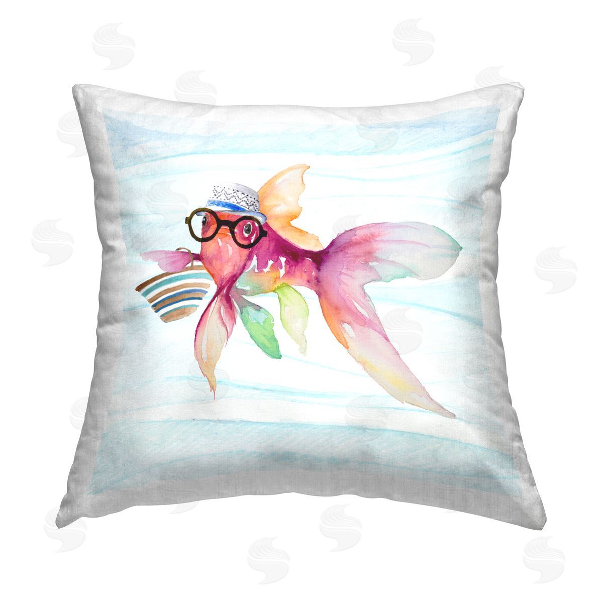 Pink Hipster Fish Underwater Decorative Printed Pillow, Home Decor by Lanie Loreth