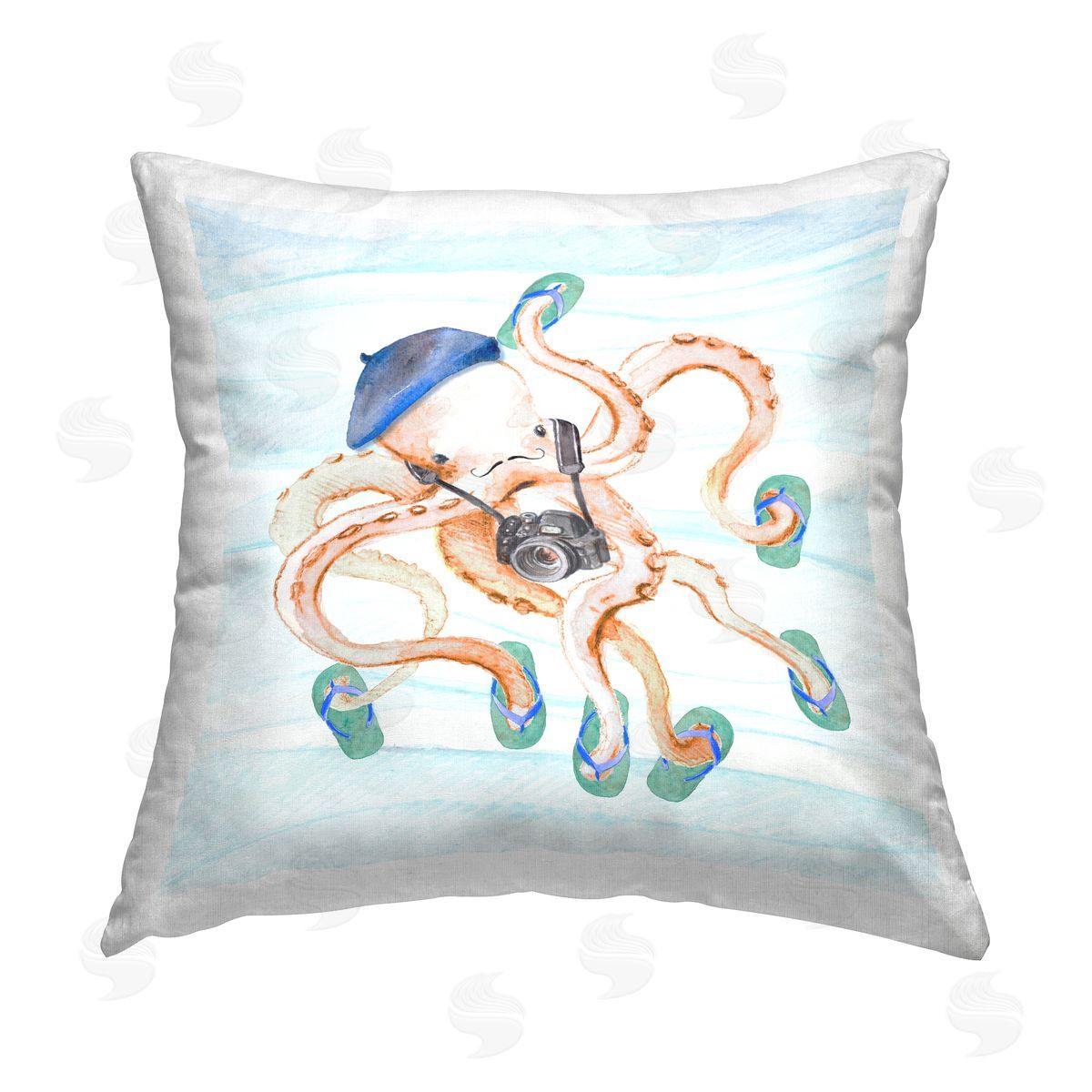 Vacation Photographer Octopus Decorative Printed Pillow, Home Decor by Lanie Loreth
