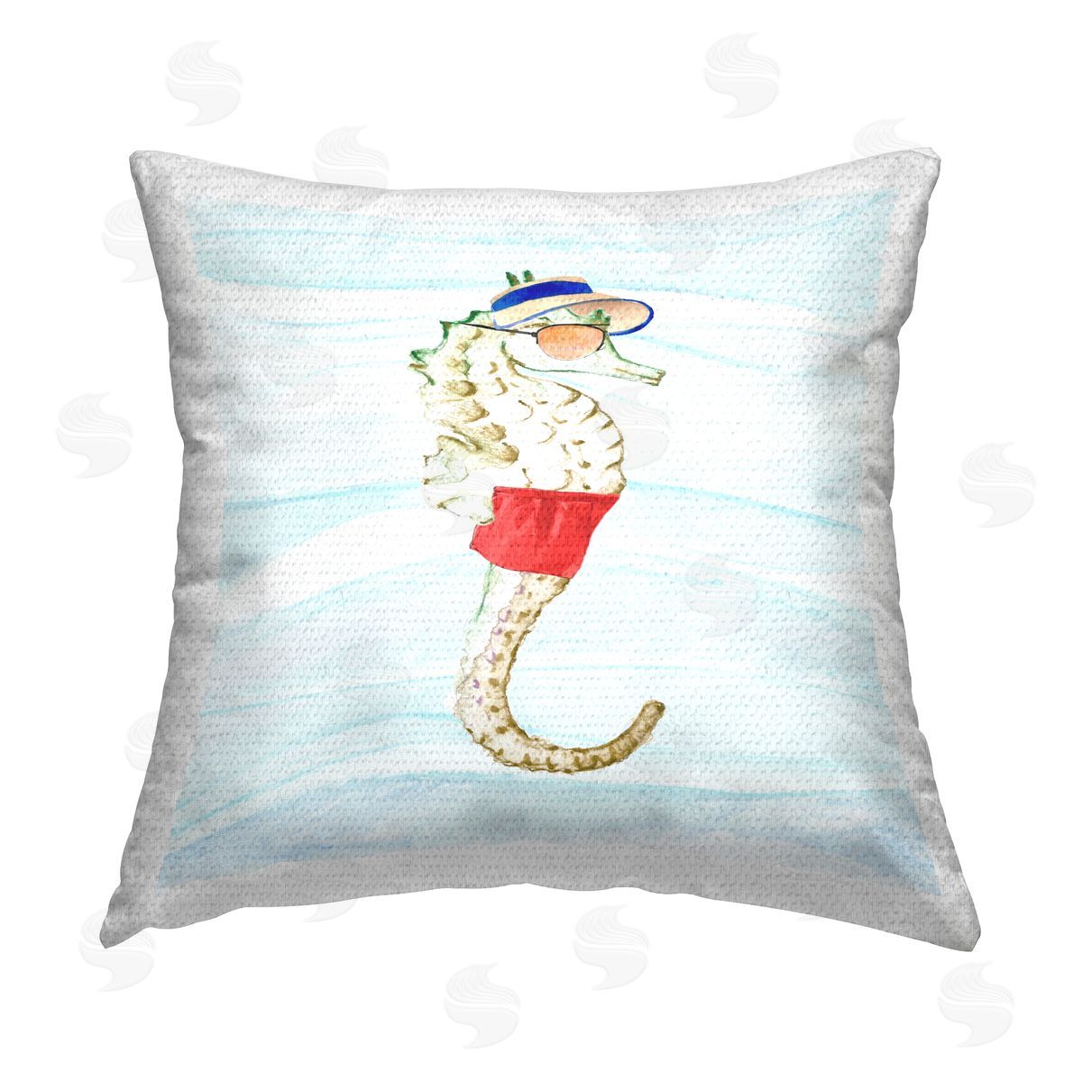 Lifeguard Seahorse Aquatic Animal Outdoor Printed Pillow, Home Decor by Lanie Loreth