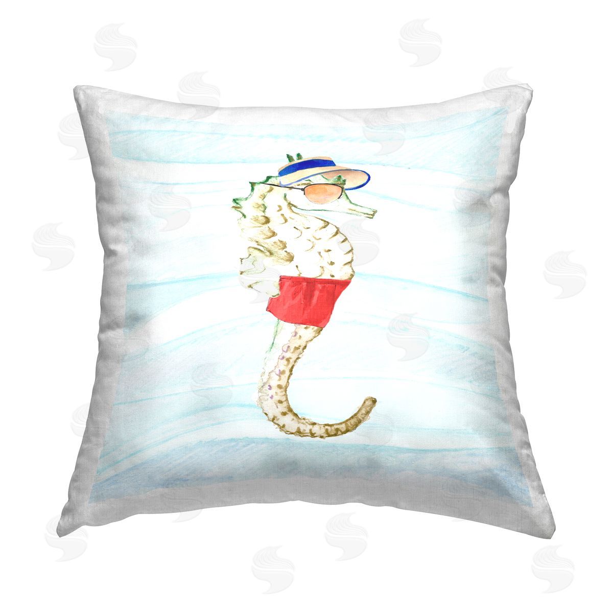 Lifeguard Seahorse Aquatic Animal Decorative Printed Pillow, Home Decor by Lanie Loreth
