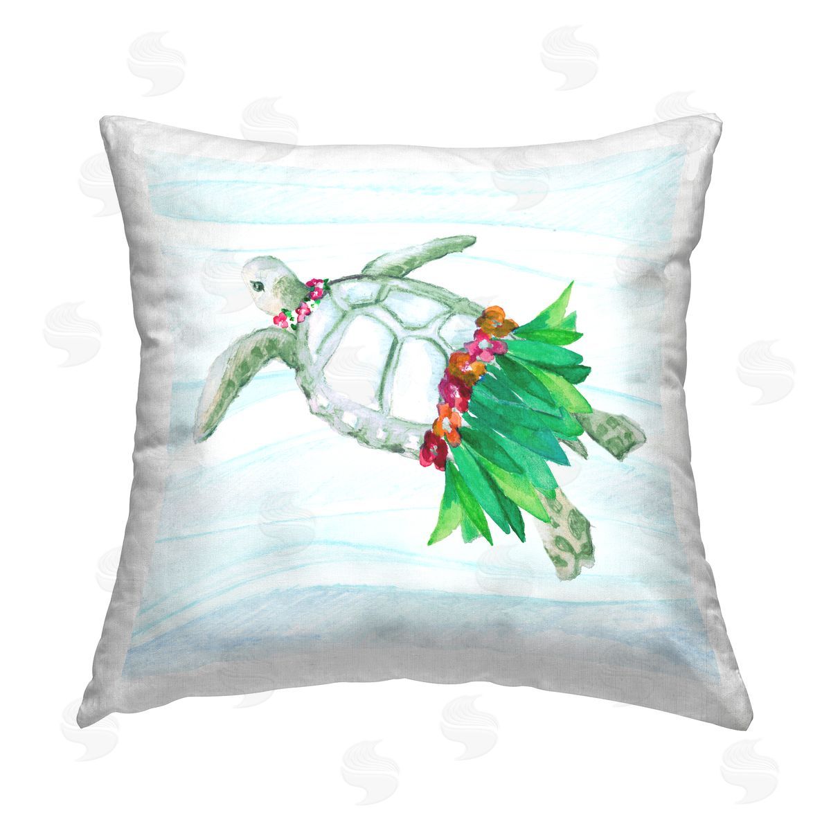 Hula Turtle Summer Ocean Decorative Printed Pillow, Home Decor by Lanie Loreth