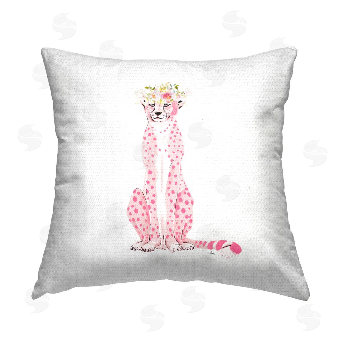 Pink Cheetah Floral Crown Outdoor Printed Pillow, Home Decor by Patricia Pinto